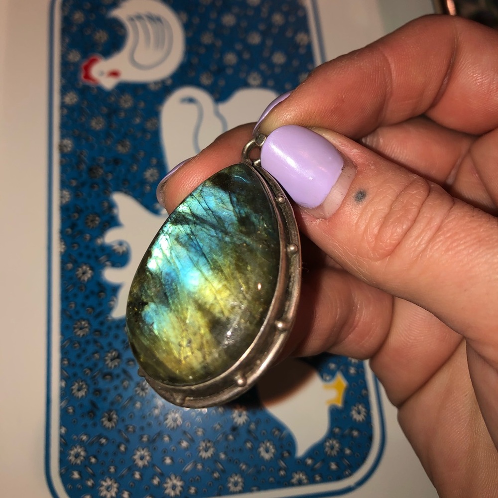 Large Sterling Silver Labradorite Pendant